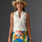 Beyond Travel Sleeveless Collared Top Ivory Coast