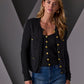 Button Detail Pocket Sweater Cardigan Black