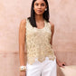 Crochet Pearl Embellished Sweater Tank Neutral