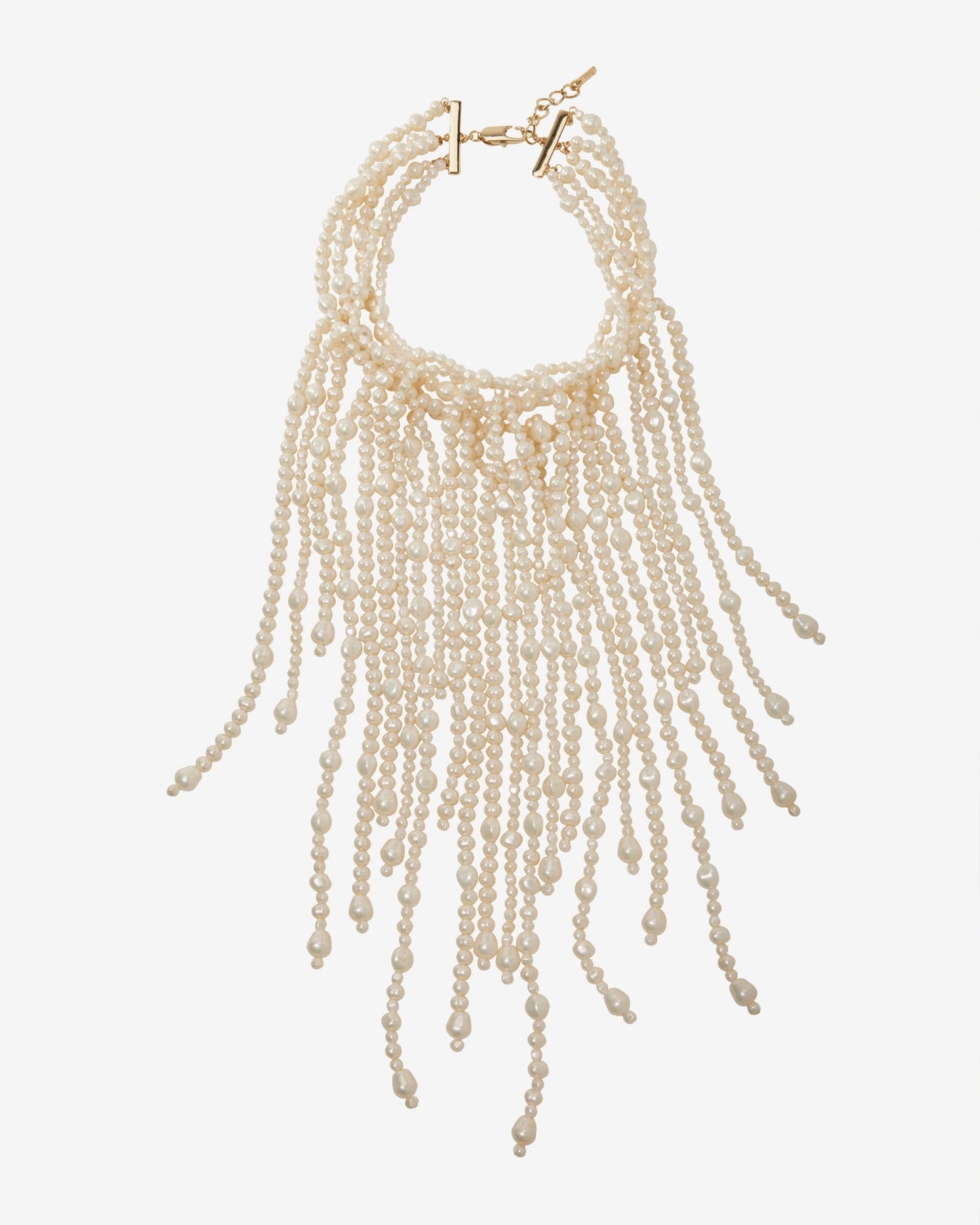 Pearl Layered Drop Necklace Off White