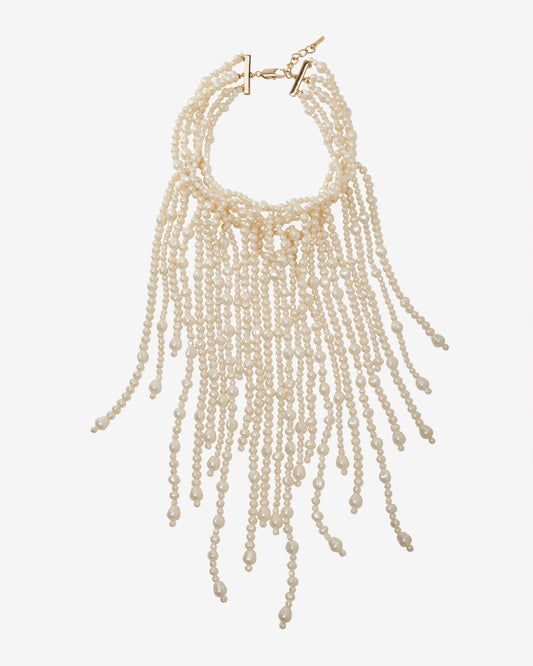Pearl Layered Drop Necklace Off White