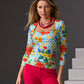 So Sexy Ruched Three Quarter Sleeve Print Top Amalfi Tiles