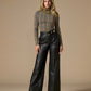 Faux Leather Wide Leg Pant Black