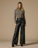 Faux Leather Wide Leg Pant Black
