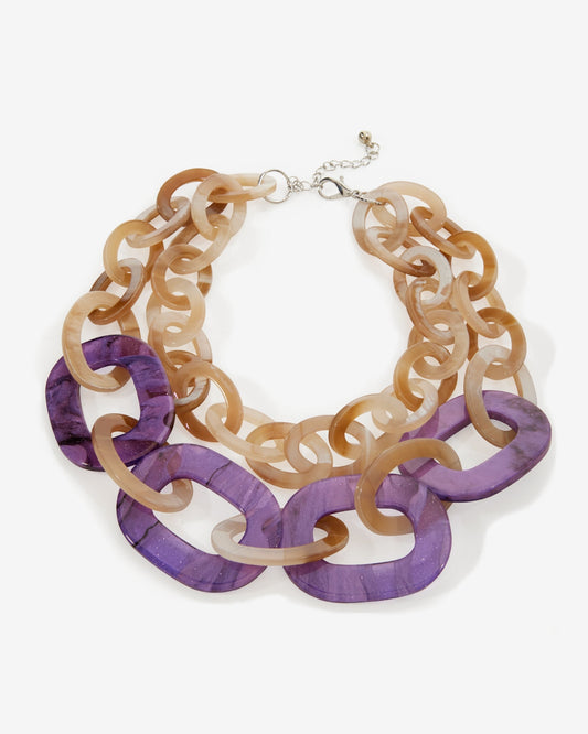 Chunky Chain Layered Necklace Purple Multi