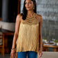 Macramé Fringe High Neck Tank Tan