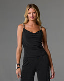 Slinky Rhinestone Knot Knit Top Black