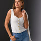 Button Detail Sweater Tank Off White