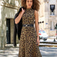 Knitted Cheetah Mock Neck Sweater dress Neutral/Black