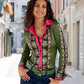 London Print Sophia Charmeuse Blouse Olive Green