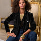 Crystal Button Velvet Jacket Black