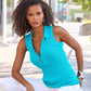 Sleeveless Ribbed Half-Zip Sweater Scuba Blue