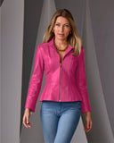 Genuine Leather Zip Collared Peplum Jacket Love Potion