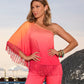 So Chic One Shoulder Ombre Fringe Top Pink Multi