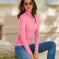 So Chic Ruched Turtleneck Top Phlox Pink