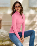 So Chic Ruched Turtleneck Top Phlox Pink