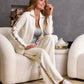 Sequin Stripe Sweater Lounge Set Off White