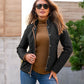 Light Weight Sweater Inset Quilted Puffer Jacket Black