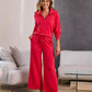 Luxe Lounge Drawstring Wide Leg Pant Racing Red