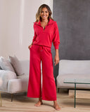 Luxe Lounge Drawstring Wide Leg Pant Racing Red