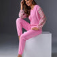 Lace & Rhinestone Lounge Set Begonia Pink