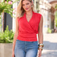 So Chic Cap Sleeve Surplice Blouson Knit Top Hibiscus