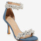 Pearl Ankle Strap Denim Heel Denim