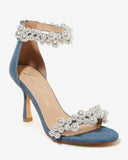 Pearl Ankle Strap Denim Heel Denim