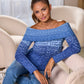 Fold Over Marled Sweater Blue Multi