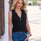 Sleeveless Ribbed Half-Zip Sweater Black