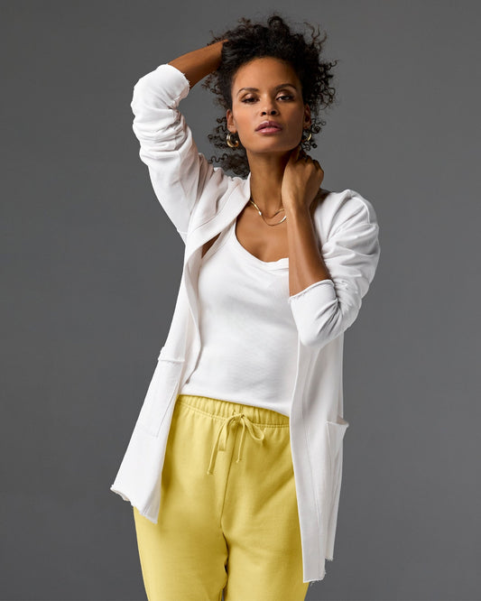 Cotton Comfort Pocket Cardigan White
