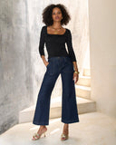 Malibu High Rise Patch Pocket Wide Leg Jean Dark Rinse