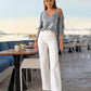 Malibu Scattered Sparkle Wide Leg Jean Off White Silver