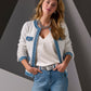 Shimmer Tweed Denim Trim Jacket Off White