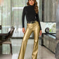 Monterey Faux Leather Five Pocket Bootcut Pant Gold