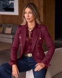 Modern Double-Breasted Blazer Black Cherry
