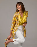 Sequin Embroidered Mesh Hip Length Duster Yellow Multi