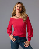 Lightweight Slouchy Sweater Rose Red
