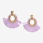 Gold and Raffia Fringe Earring Purple
