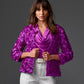 Rosette three quarter sleeve Jacket Purple Cactus Flower