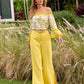 Casual side slit Linen pant Lemon Drop