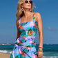 Swim Sense Print Square-Neck Tankini Top Blue Multi
