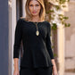 Beyond Travel Ballet Neck Peplum Top Jet Black