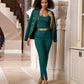 Newport Modern Slim Straight Leg Slit Front Trouser Pant Deep Emerald
