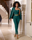 Newport Modern Slim Straight Leg Slit Front Trouser Pant Deep Emerald