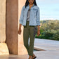 Newport Crystal Trim Tonal Jean Olive