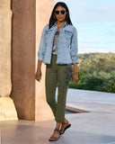 Newport Crystal Trim Tonal Jean Olive