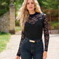 All Over Lace Mock Neck Top Proper Black