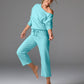 Cotton Comfort Wide Leg Lounge Pant Aqua Splash