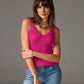 Metallic V Neck Sweater Tank Blossom